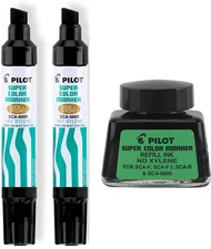 Pilot Super Color Permanent Marker Set, 2 Jumbo Markers with 1 Ink, Xylene Free