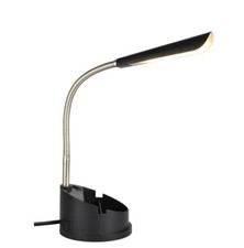 Mainstays LED Desk Organizer Lamp with AC Outlet, Black, Plastic Finish, Modern,