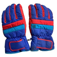 Thinsulate Vintage Skiing Snow Winter Thermal Gloves Blue Red Size Large USED