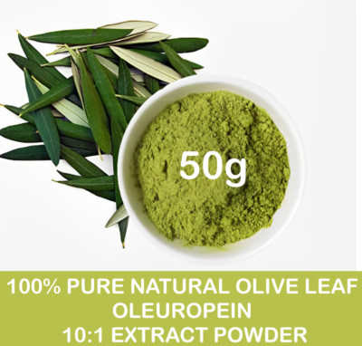 100% REINES NATÜRLICHES OLIVENBLATT OLEUROPEIN OLEA EUROPAEA 10:1 EXTRAKT PULVER - 50g