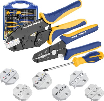 6PCS Crimping Tool Set with Wire Stripper & Die Options for Secure Connections