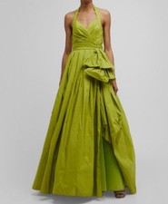 $4620 Zuhair Murad Womens Green Sleeveless Silk Taffeta Gown Dress Sz 38