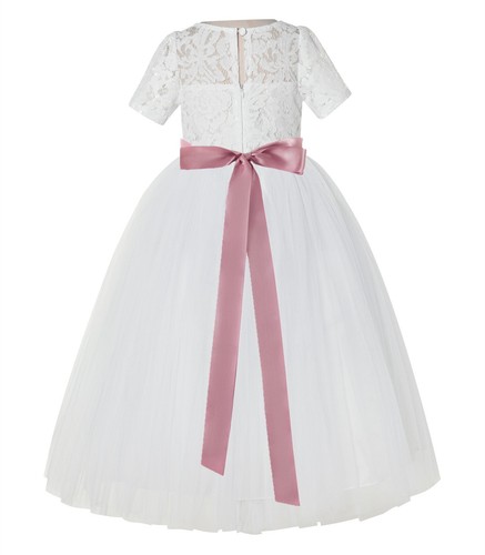 Wedding Flower Girl Dress Ivory Lace Dress Christmas Dress Bridesmaid Dresses - Picture 20 of 27