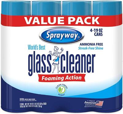 Sprayway 443331 Ammonia Free Glass Cleaner, 19 Oz. (4-Pack) (Packaging May Vary)