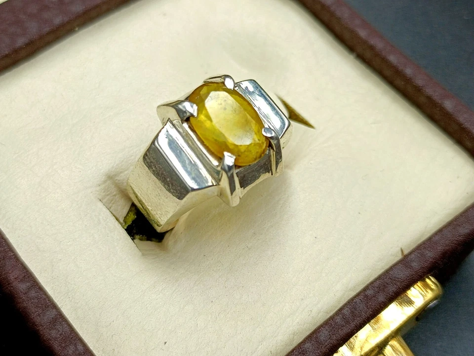Anillo Topacio Natural Unisex Tamaños Ajustables Plata de Ley 925 Piedras Preciosas Genuinas Foto 2 de 4