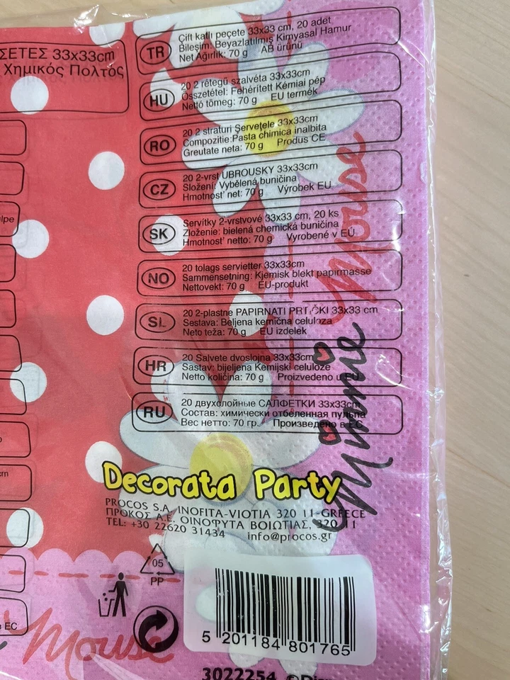 MINNIE MOUSE NAPKIN (20pes 16X16cm ) Disney Decorate Party - Image 4 of 4