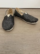 Used Toms 10012495 Classic Heathered Black Slip-On Casual Loafers Women's US 6.5