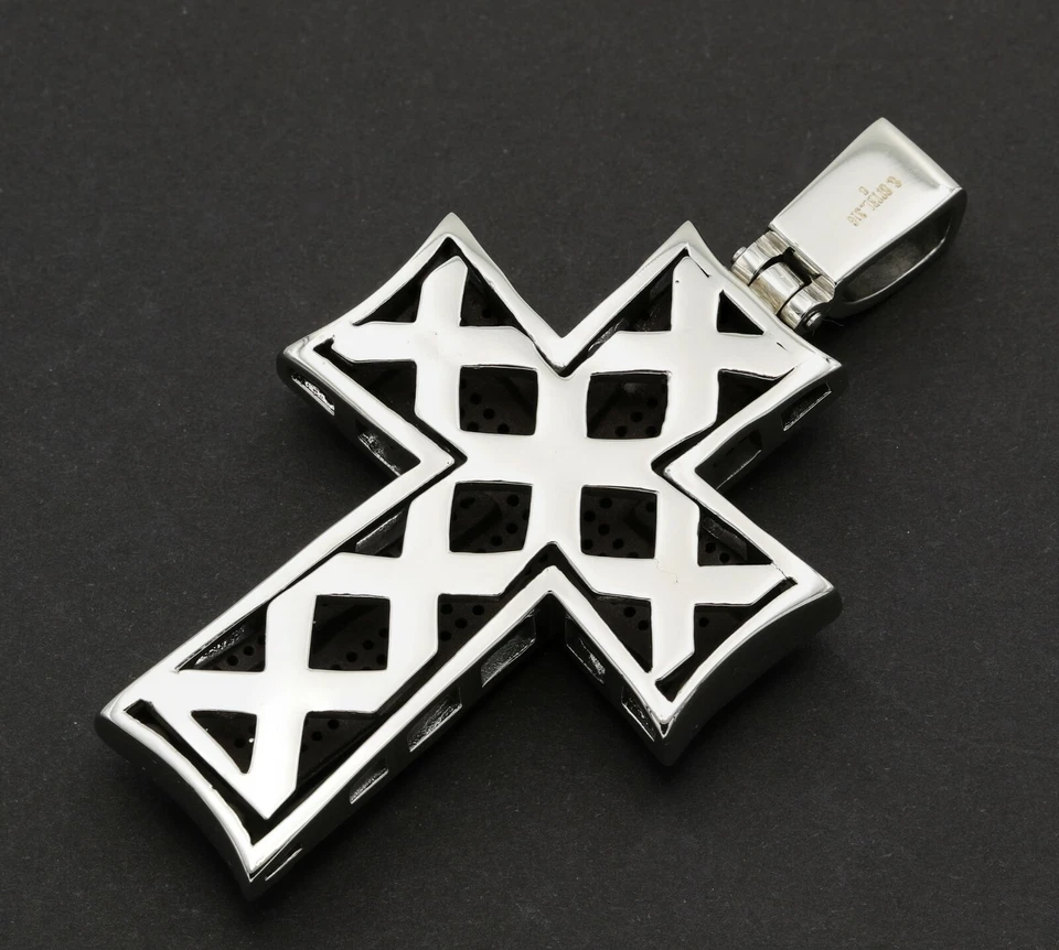 Colgante Cruz Hombre Acero Inoxidable 316 Pavé (Solo Colgante) Foto 2 de 4