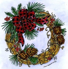 Christmas Pine Cone Wreath Wood Mounted Rubber Stamp NORTHWOODS PP10853 New