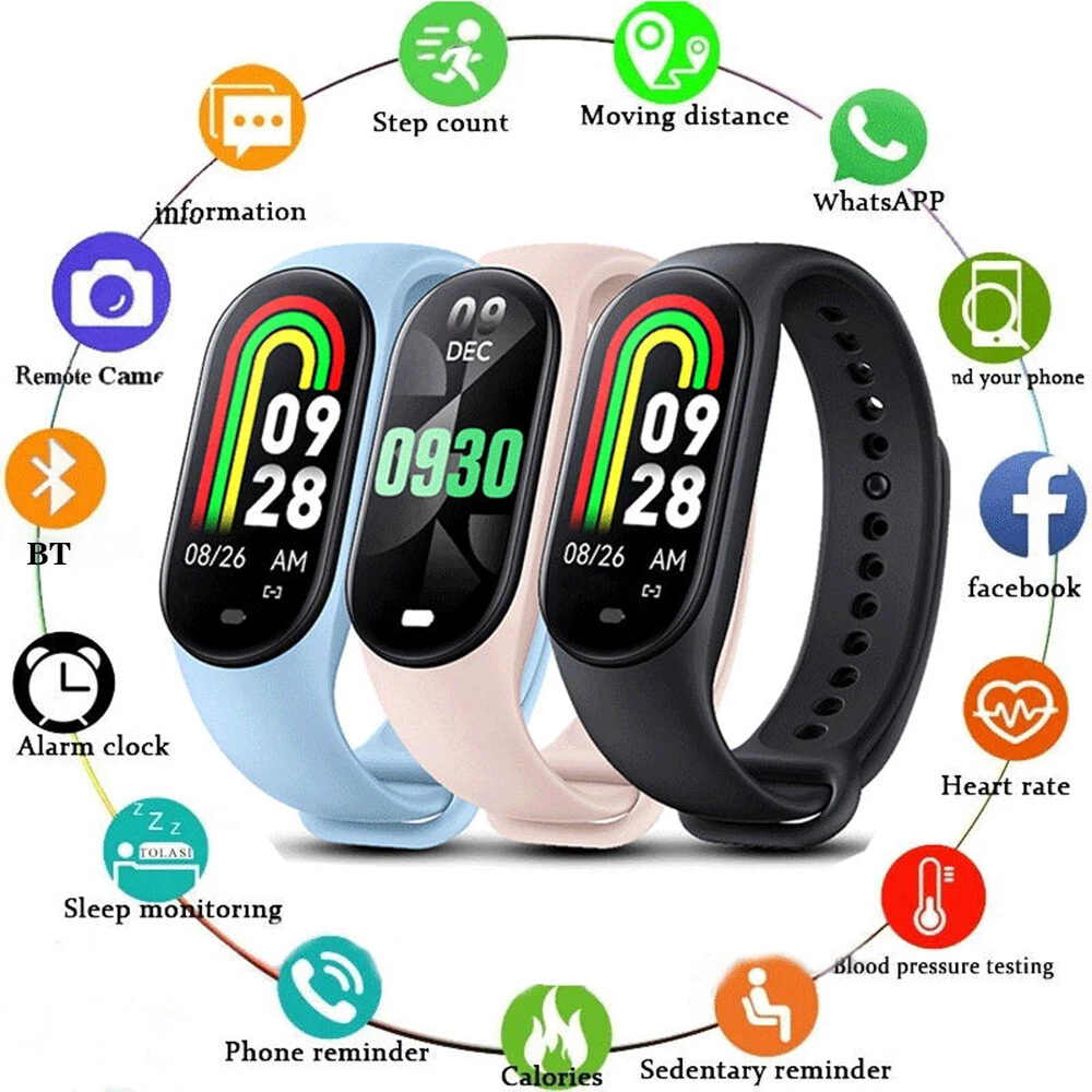 M8 Fitness Bracelet Smart Band Montres Femmes Hommes Montre Tensiomètre  Sport Smartwatch