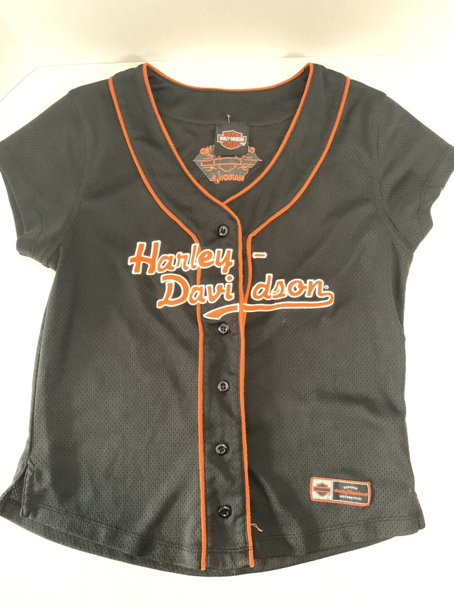 Harley Davidson Baseball Style Jersey Kids Large 16 18 Fully