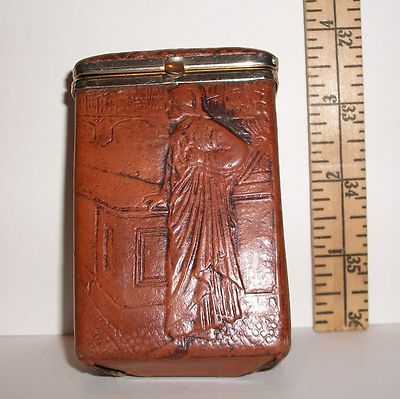 spring loaded cigarette case VINTAGE RELIGIOUS SPRING LOADED TOP CIGARETTE CASE AGE UNKNOWN VERY  DETAILED