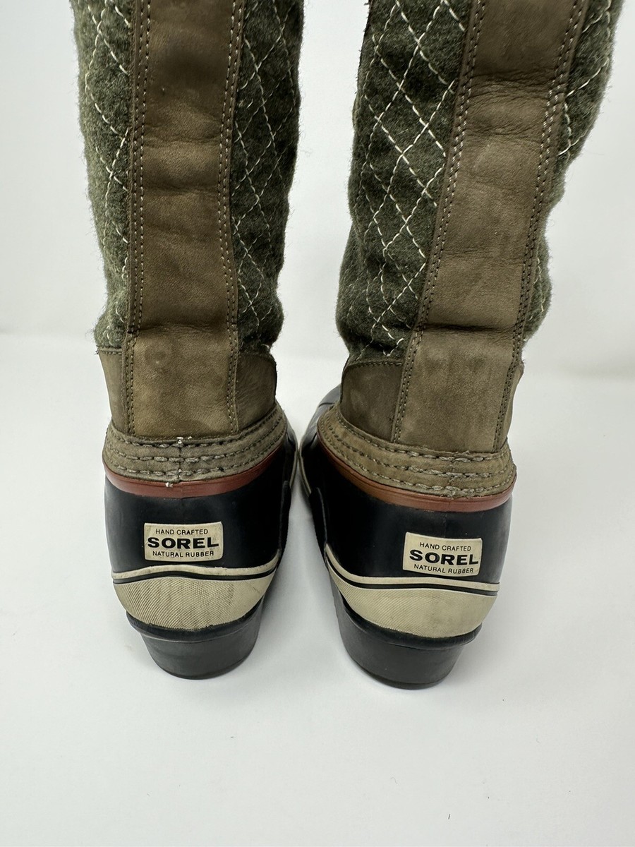 Sorel Boots Sorelli Quilted Wool‎ Green Brown Waterproof Women’s 10 Sorel Boots Sorelli Quilted Wool Green Brown Waterproof  main image 4