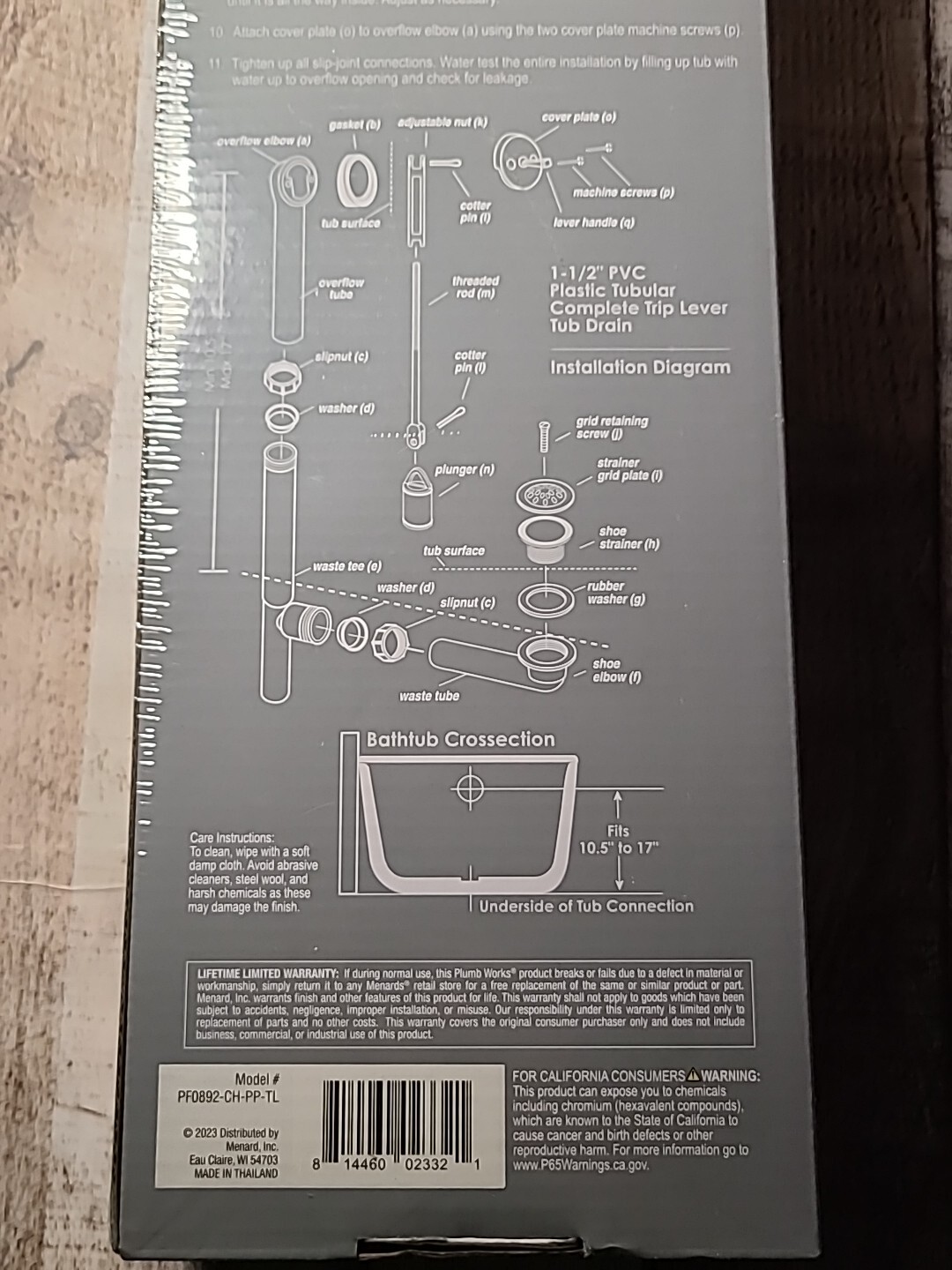 plumb works 1 1/2 plastic tubular complete trip lever tub drain chrome finish 