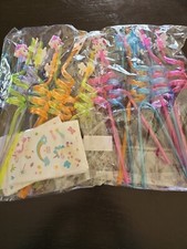Reusable Unicorn party Plastic Straws Unicorn Temporary Tattoos for Girls