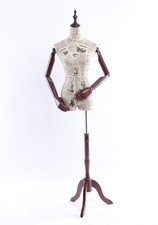 B-6-O Dress Form Wooden Adjustable Arms Hands Fabric Covered Female Torso