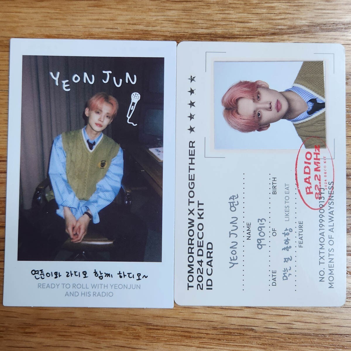 txt idカード ヨンジュン Yeonjun Official ID Card & Instant Photo TXT 2024 Deco Kit