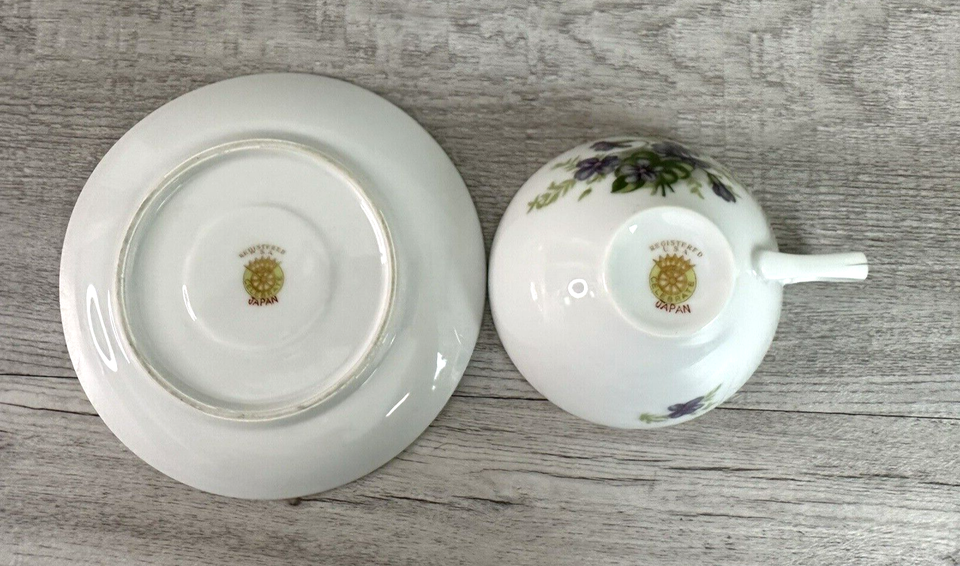 Vintage Celebrate Made In Japan Tea Cup & Saucer Violets Gold Trim eBay