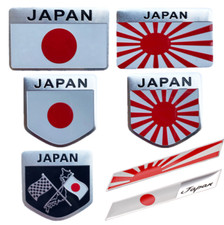 7pcs Aluminum Japan Japanese Flag Car Accessories Emblems Badges Stickers Decals