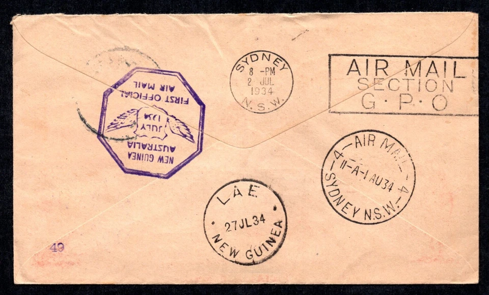 AUSTRALIA NUEVA ZELANDA PAPÚA NUEVA GUINEA 1934 PRIMER VUELO TRANS-TASMAN Foto 2 de 2
