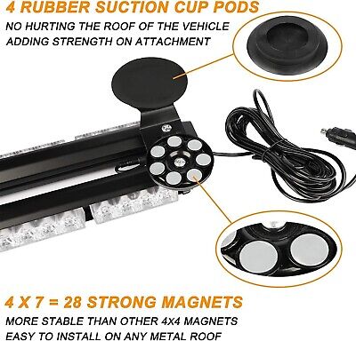 Barra Luminosa LED Stroboscopica 95cm | 80 LED | 12V/24V | Con Base Magnetica | Per Veicoli Di Emergenza (Ambra) - Foto 5