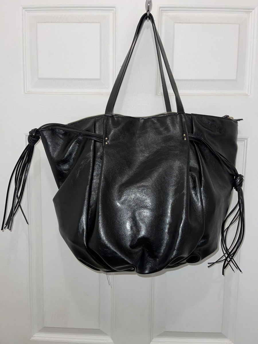 ZARA TOTE Bucket BAG - Black Leather Fringe | eBay