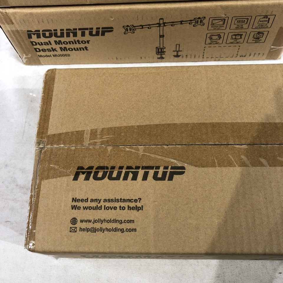 MOUNTUP MU0002 Black Dual Monitor Stand Fully Adjustable Monitor Arm LOT Of 3 - Image 4 of 4