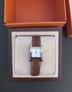 Hermes 21mm Stainless Steel And Natural Barenia Leather Here H PM Quartz Watch Hermes 21mm Stainless Steel and Natural Barenia Leather  main image 2