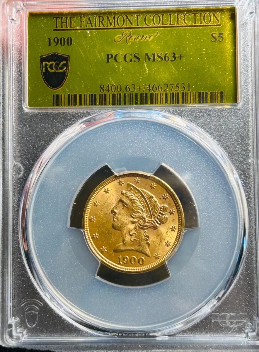 MS 63 Graded 1900 Year Half Eagle $5 US Gold Coins (Pre - 1933