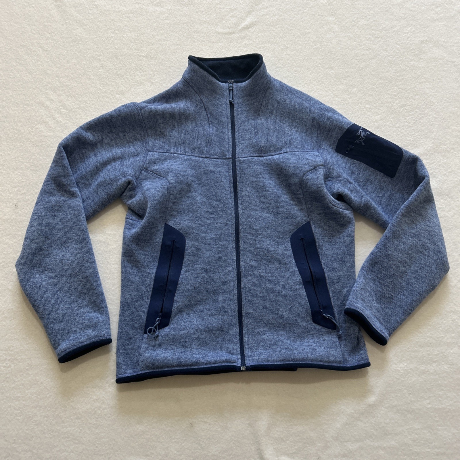 Arc'Teryx cardigan donna covert full zip maglione giacca taglia MEDIA pile blu