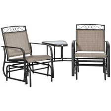 2-Seater Outdoor Swing Chairs with Table Patio Rocking Glider for Garden Porch