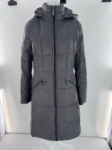 Michael Kors piumino imbottito giacca con cappuccio nero parka cappotto lungo invernale zip