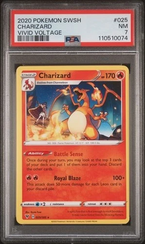 CHARIZARD-HOLO PSA 7 2020 POKEMON SWORD & SHIELD VIVID VOLTAGE  #025