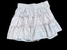 ZARA GIRL'S 7 SKIRT SKORT PINK TEXTURED FLORAL RUFFLE MINI PULL ON 6201/666