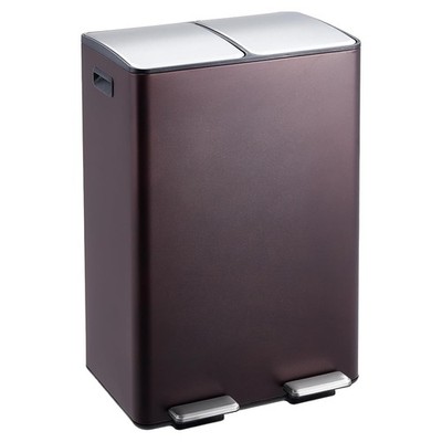 Kitchen Trash Can, 2 x 8 Gallon Dual-Compartment Garbage Can with Lid, Pedal