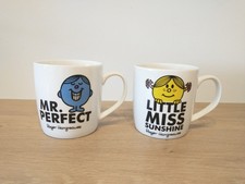 Mr. Perfect/Little Miss Sunshine Coffee Mugs THOIP 2014 Ceramic Roger Hargreaves