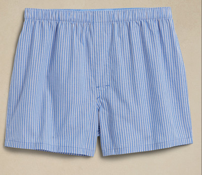 MENS SIZE S 28-30 BANANA REPUBLIC CRISP BLUE STRIPE COTTON BOXERS  NWT