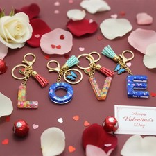 Personalized Initial Keychains Fruit Resin Letters Gold-Tone Butterfly Bag Charm