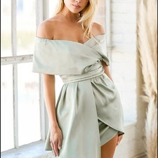 Lulu's Green Asymmetrical Wrap Sundress