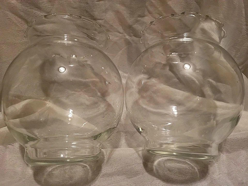2 jarrones de vidrio transparente con borde de volantes cuencos jarrones vela globo redondo 5 X4 pulgadas Foto 4 de 4