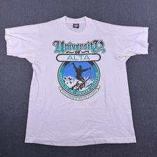 Vtg Screen Stars Best Mens White University of Alta Crew Neck T-Shirt Size XL