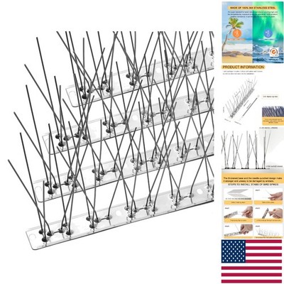 Durable Stainless Steel Bird Spikes - Humane Deterrent for Pigeons & Crows