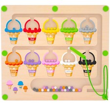 Magnetic Color  Number Maze Montessori Wooden Color Matching Learning Counting