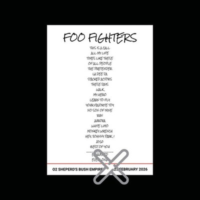 Foo Fighters - o2 Shepherd's Bush Empire Set List Poster Print - Size A3