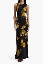 Alice And Olivia Delora Rosehips Open Back Body-Con Maxi Dress Sz 0