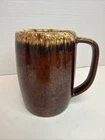 Vintage Hull Ovenproof USA Mirror Brown Drip Glaze Large Mug 5" RUSTIC FARMHOUSE