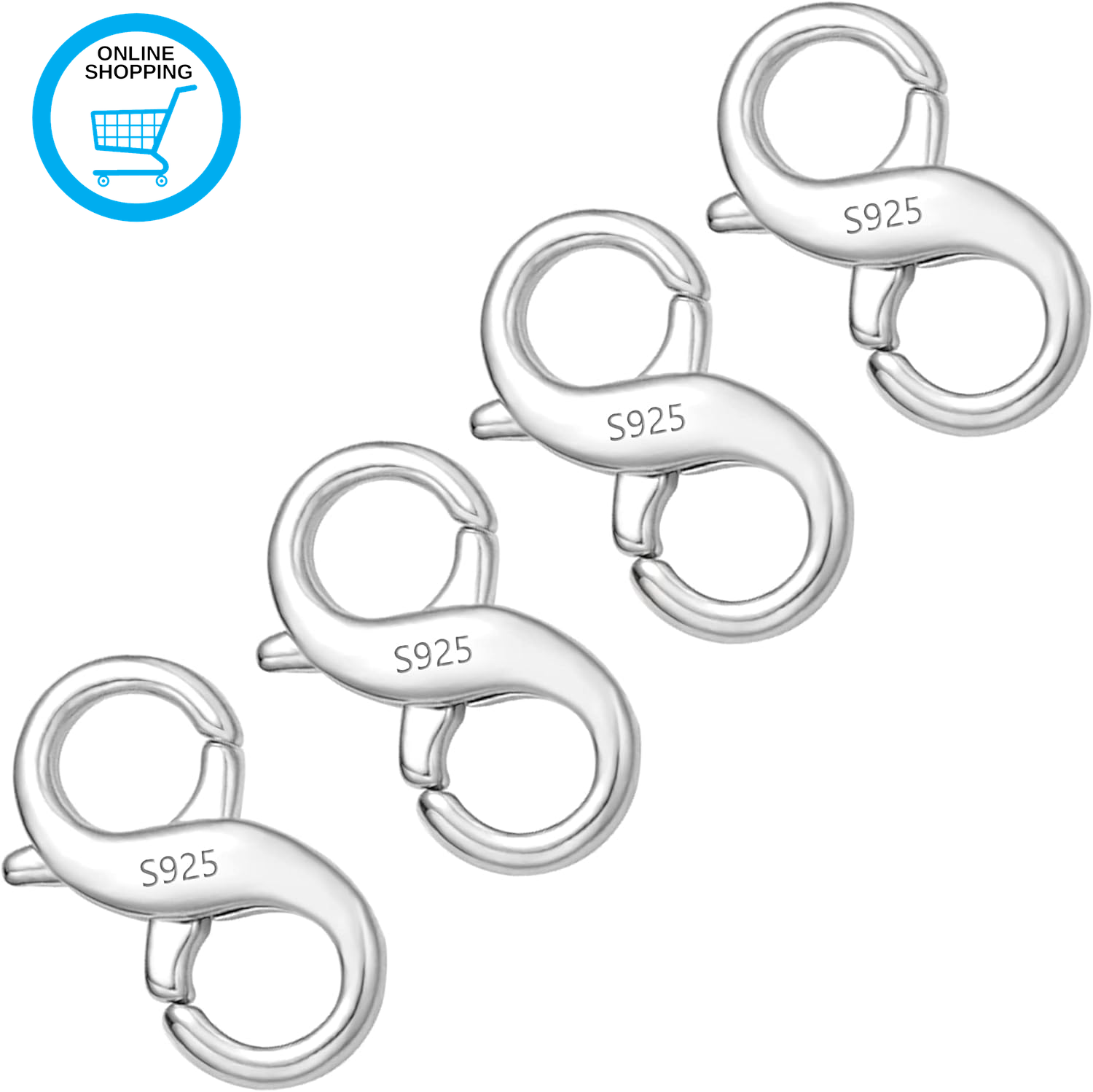 4Pcs Silver Lobster Clasp Necklace Connector Double Opening Lock Necklace Clasp