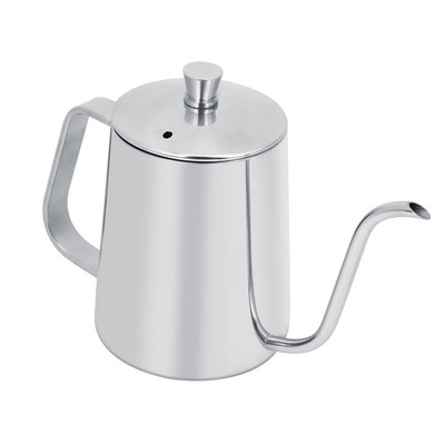 550ml Stainless Steel Long Gooseneck Coffee Pot Kettle With Lid For Home Kit SET
