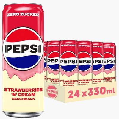 Pepsi Zero Zucker Strawberry 'n' Cream Geschmack in der Dose, Einweg (24x0,33l)