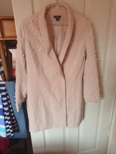 Boohoo Cream lined Jacket dress with pearl embelishment size 12